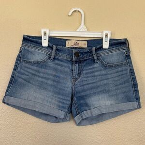 Hollister Medium Blue Denim Rolled-Hem Jean Shorts